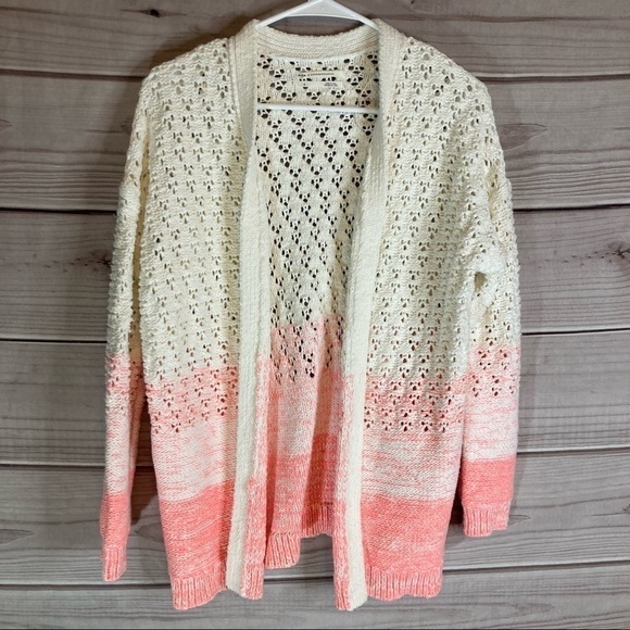 Anthropologie Faustia White and Pink Ombre Knit Cardigan - Picture 3 of 11